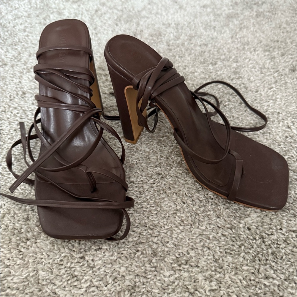 Elegant Brown Strappy Women's Heels